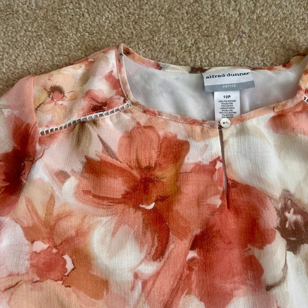 Alfred Dunner Set 10/12 Petite Floral Print Blouse Matching Shorts Bundle - Picture 5 of 11